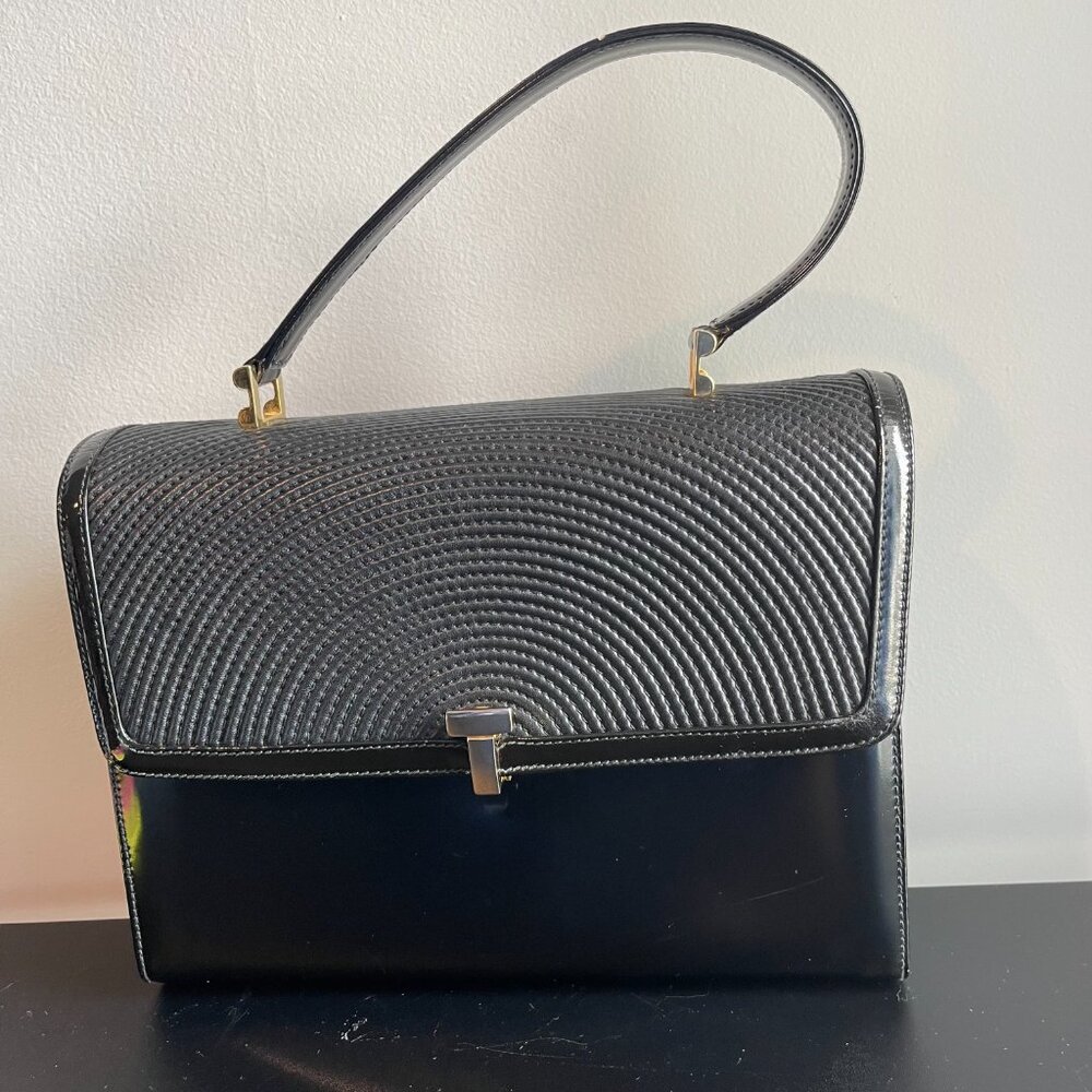 Tiffany & Co. Vintage T-Lock Top Handle Black Patent Leather Bag- Preowned - Picture 2 of 14